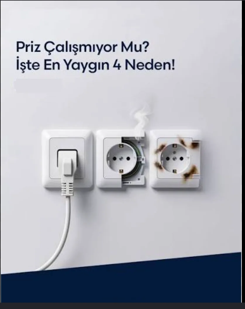 Çalışmayan ve yanık izleri görülen elektrik prizleri