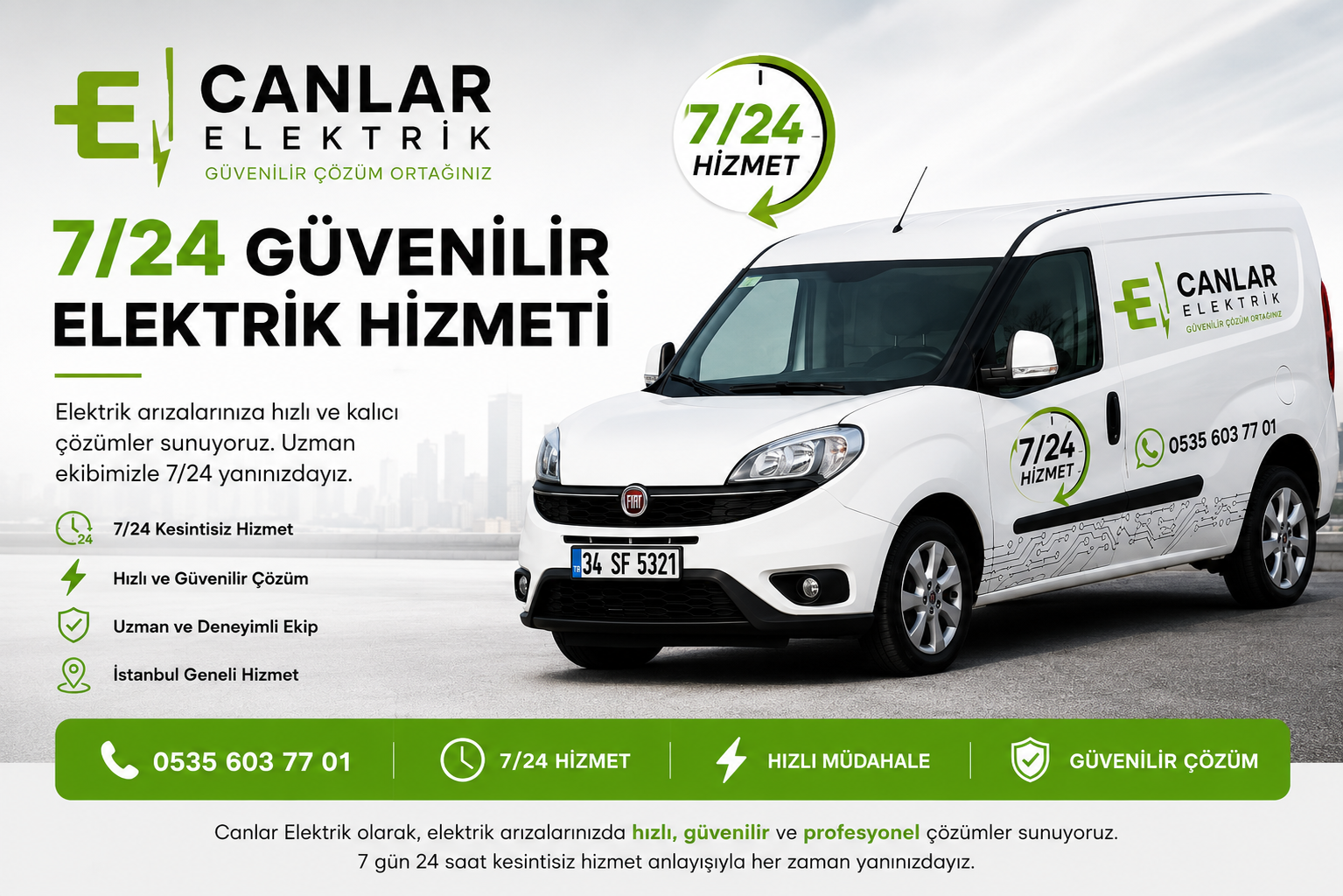 Canlar Elektrik 7/24 servis araci